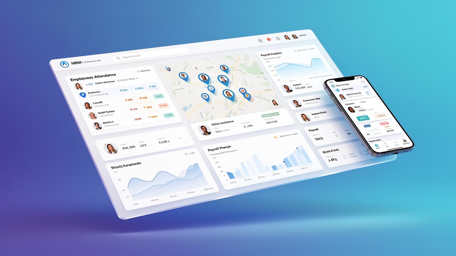 TTStaffPro HRM dashboard with attendance, GPS and payroll